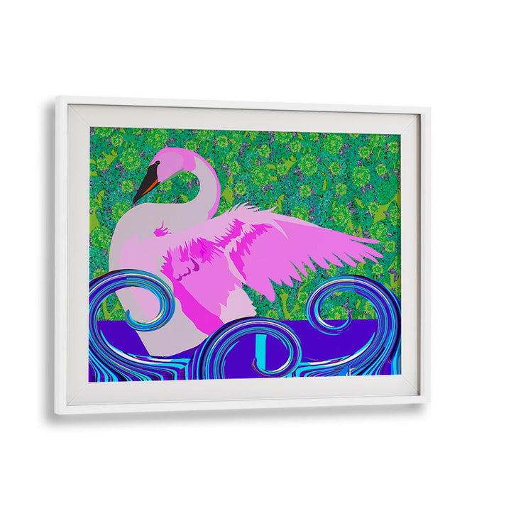 Swan Lake By Lynnda Rakos Pop Art Paintings Pop Art Prints in White Frame With Mount