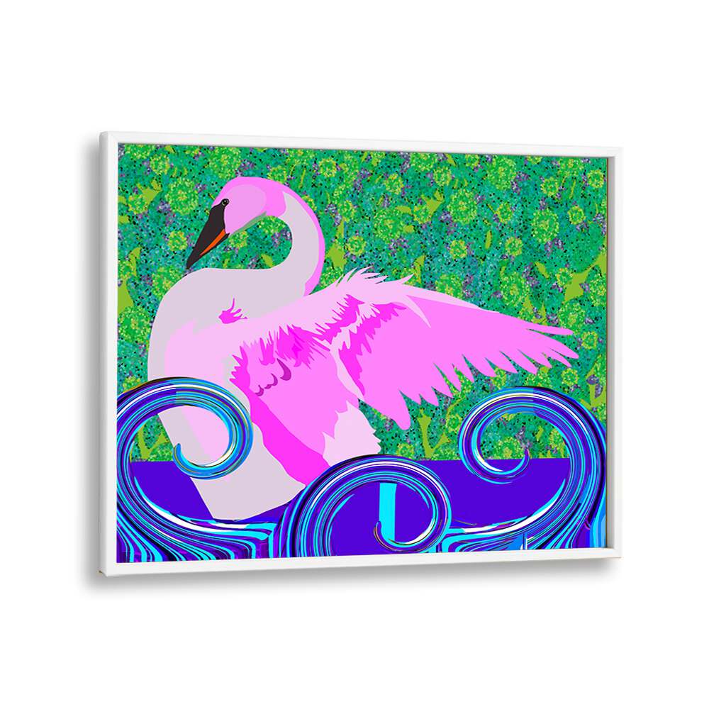 Swan Lake By Lynnda Rakos Pop Art Paintings Pop Art Prints in White Plain Frame