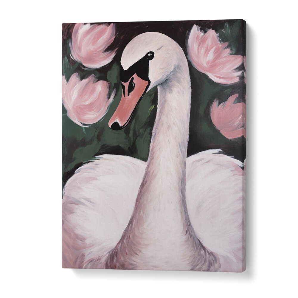 Swan in the Pond by Treechild Kids Paintings in Gallery Wrap