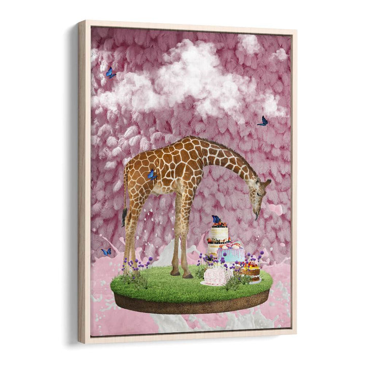 Sweet Baking Day  Kids Paintings in Oak Wood Floater Frame