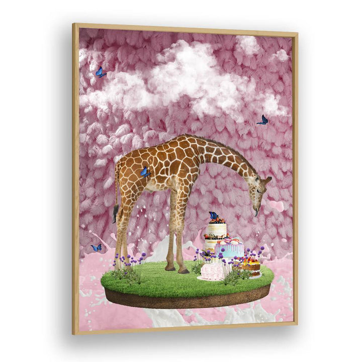 Sweet Baking Day  Kids Paintings in Oak Wood Plain Frame