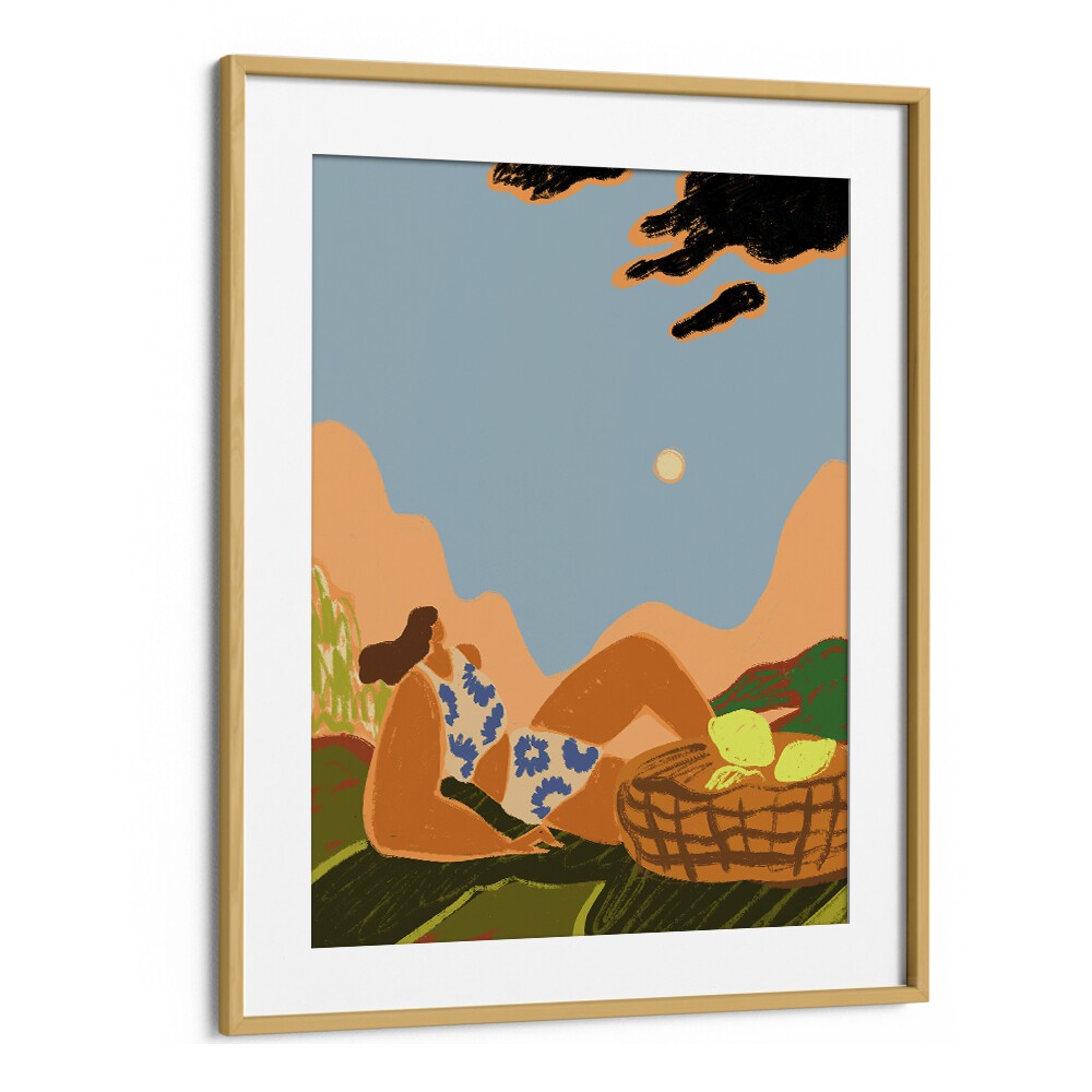 Sweet Summer By Arty Guava Wall Art Prints in Oak Wood Frame With Mount