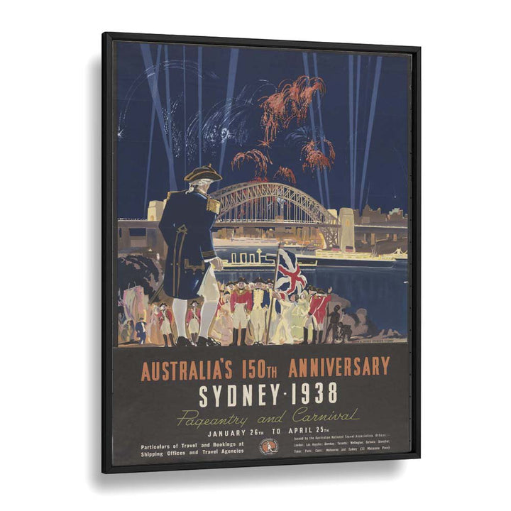 Sydney 1938  Vintage Travel Posters in Black Plain Frame