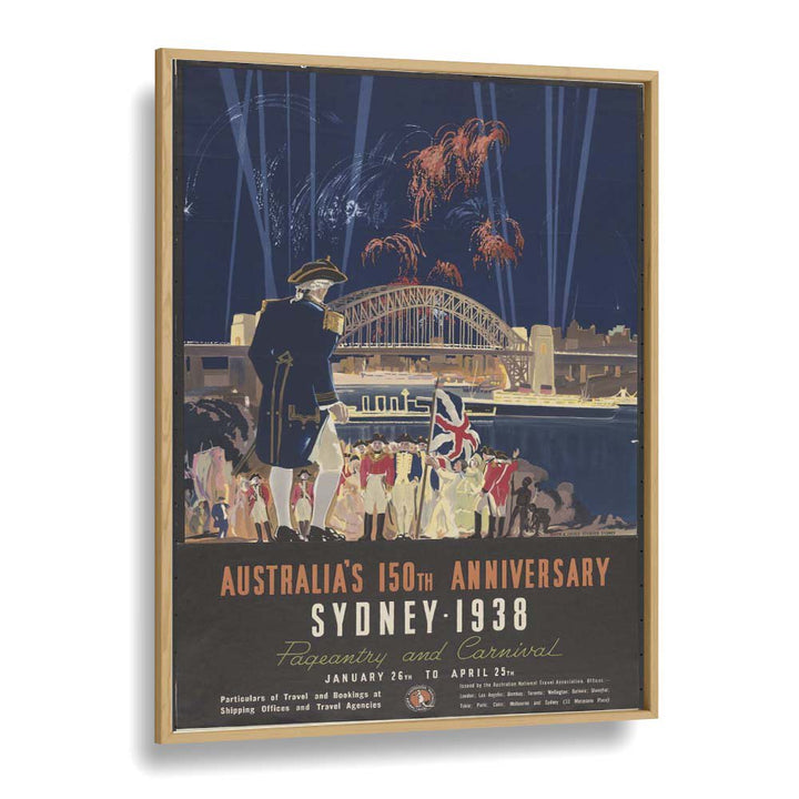 Sydney 1938  Vintage Travel Posters in Oak Wood Plain Frame