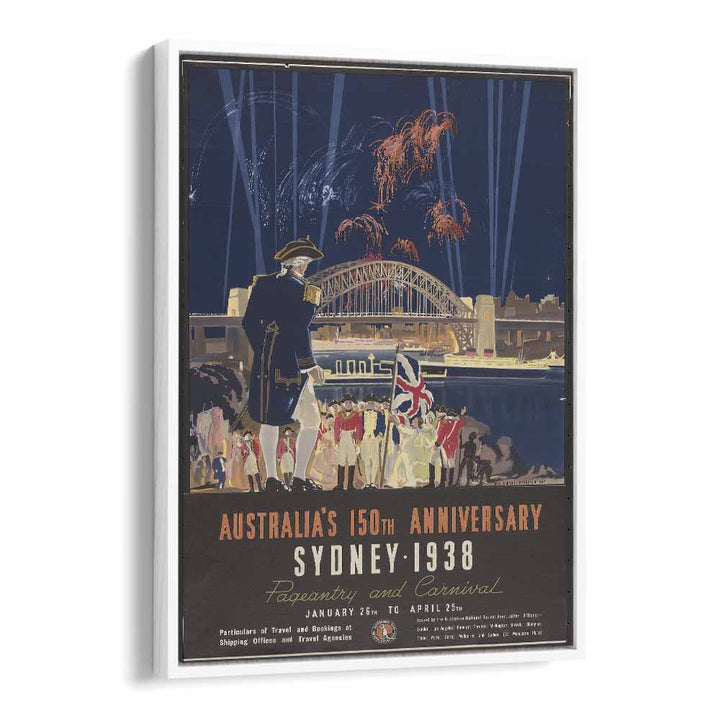 Sydney 1938  Vintage Travel Posters in White Floater Frame