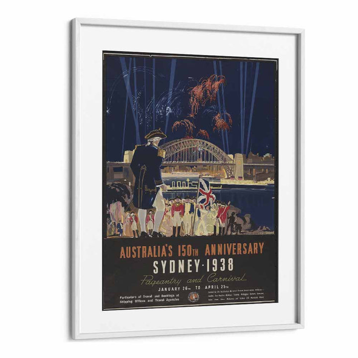 Sydney 1938  Vintage Travel Posters in White Frame With Mount