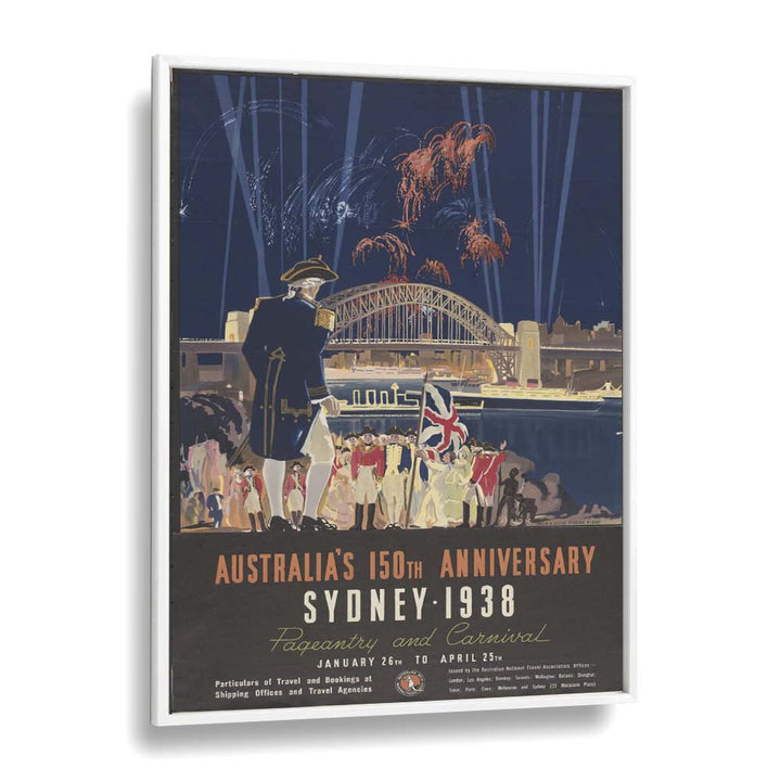 Sydney 1938  Vintage Travel Posters in White Plain Frame