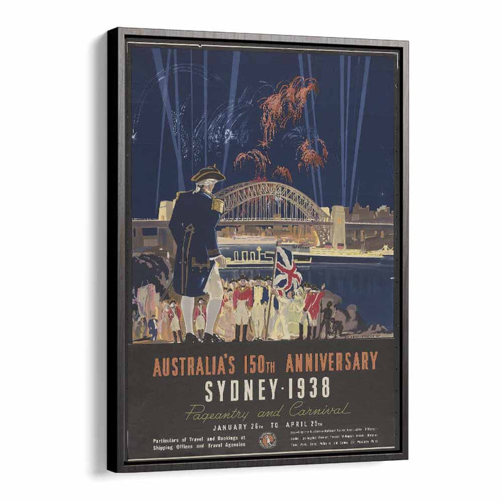 Sydney 1938  Vintage Travel Posters in Black Floater Frame