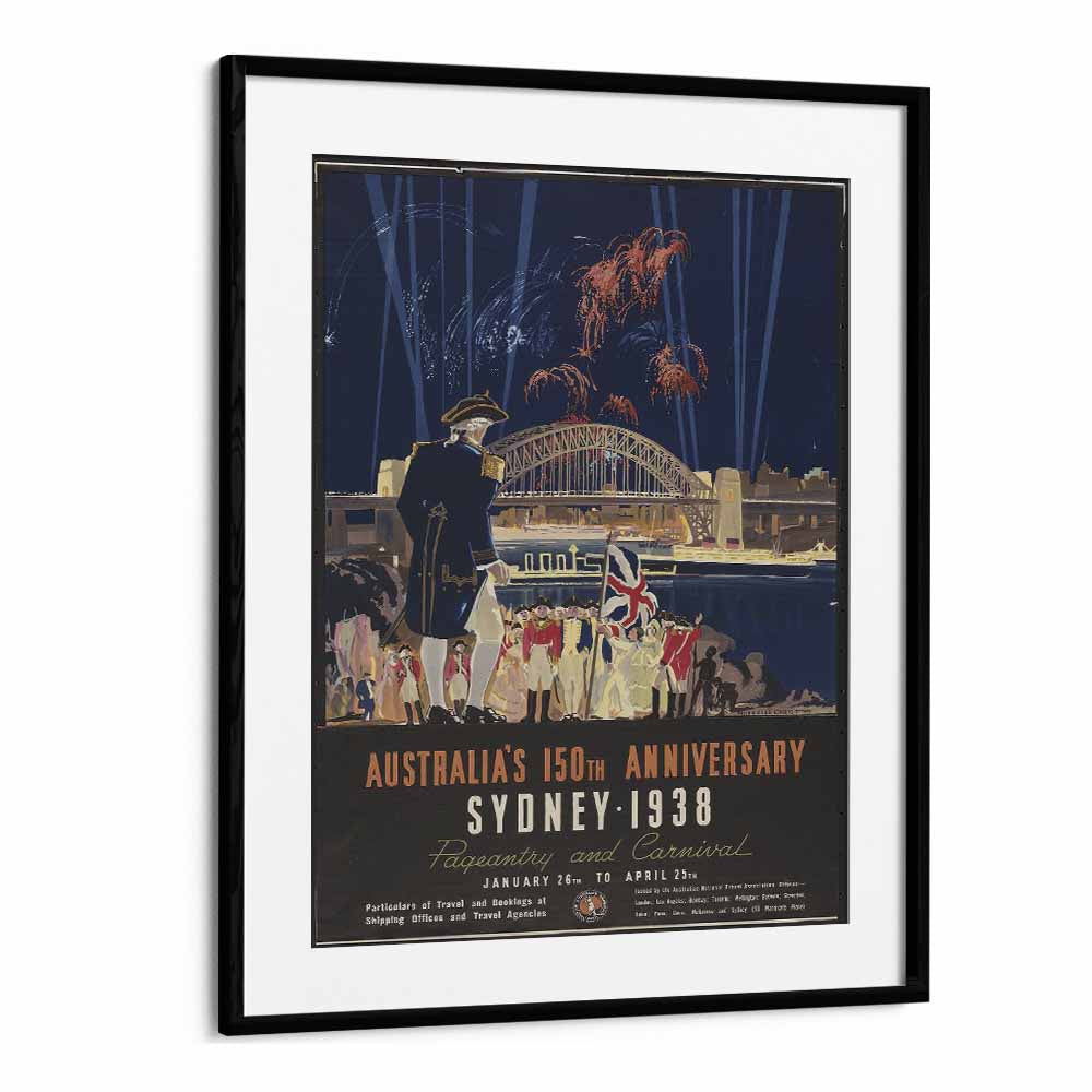 Sydney 1938  Vintage Travel Posters in Black Frame With Mount