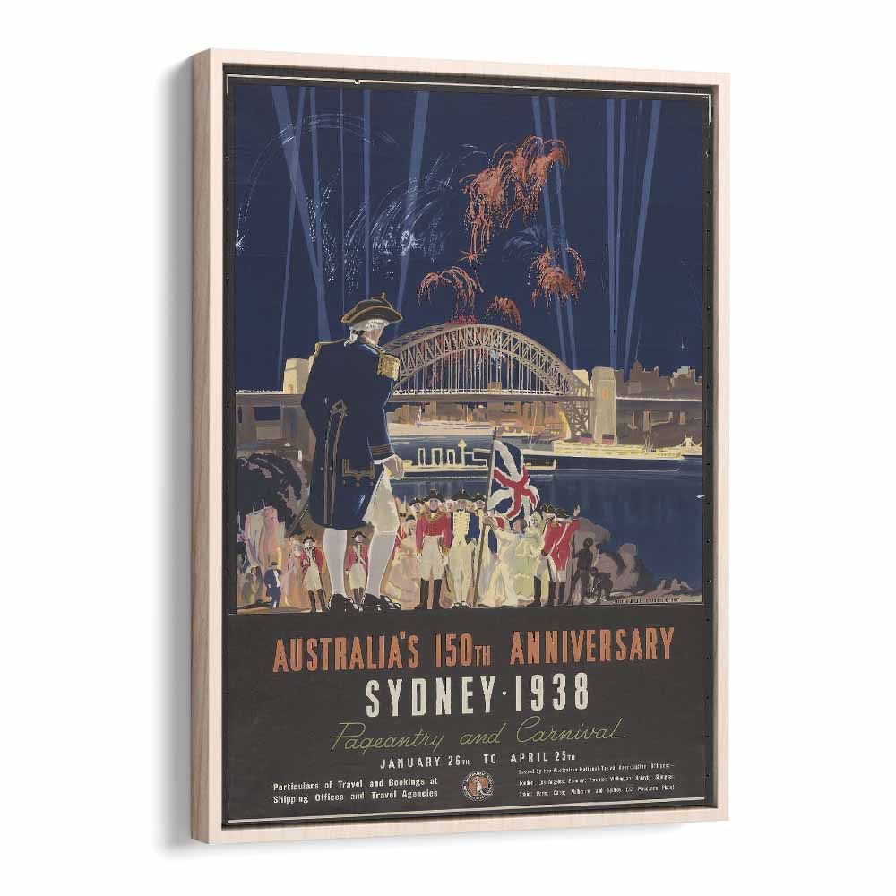 Sydney 1938  Vintage Travel Posters in Oak Wood Floater Frame