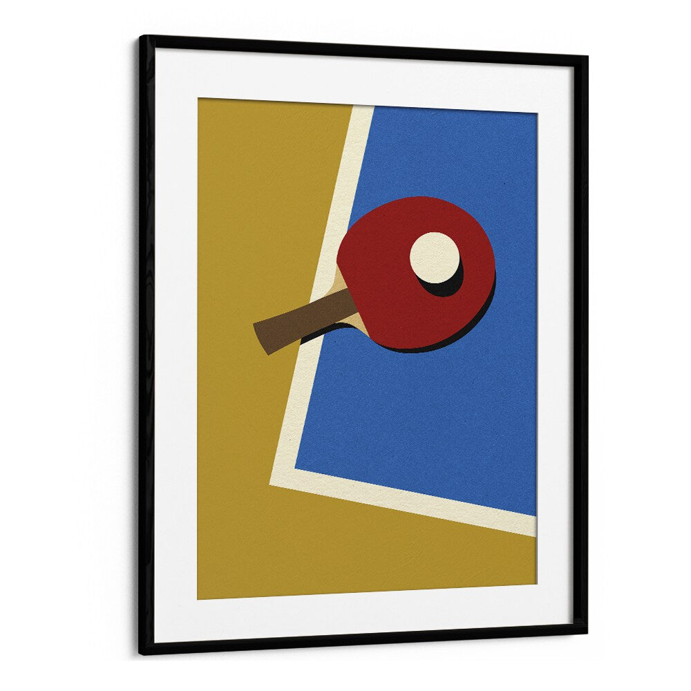 Table tennis team red Sports Art Artwork in Black Frame With Mount