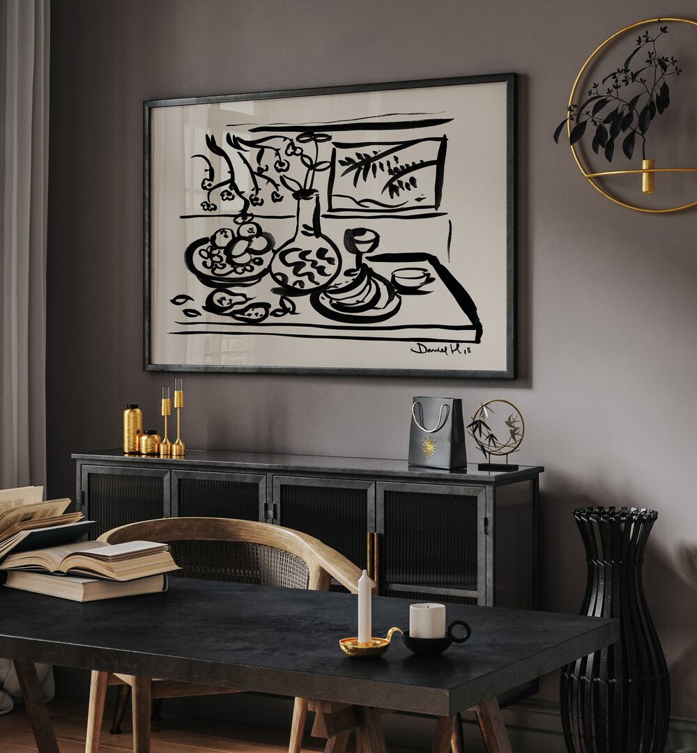 Stylish TABLE , ABSTRACT PAINTINGS enhancing modern living space with artistic flair and practical design.