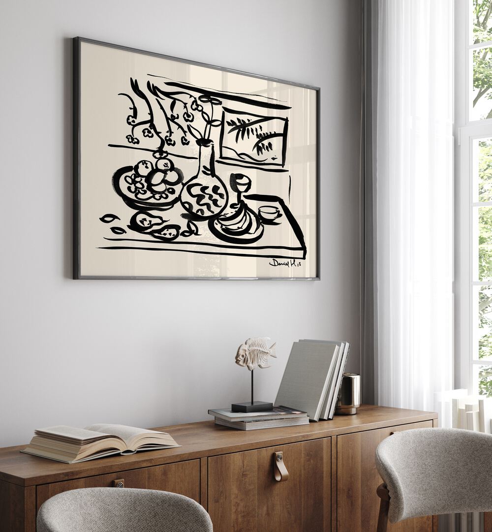 Stylish TABLE , ABSTRACT PAINTINGS enhancing home decor with artistry and functionality in a modern living space.