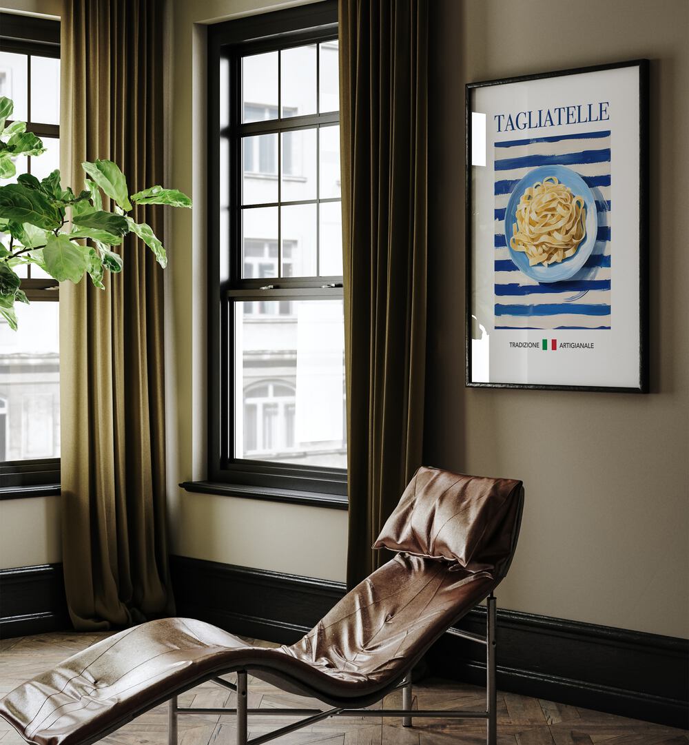 Stylish TAGLIATELLE kitchen poster, perfect for enhancing your culinary space with Italian charm and tradition.