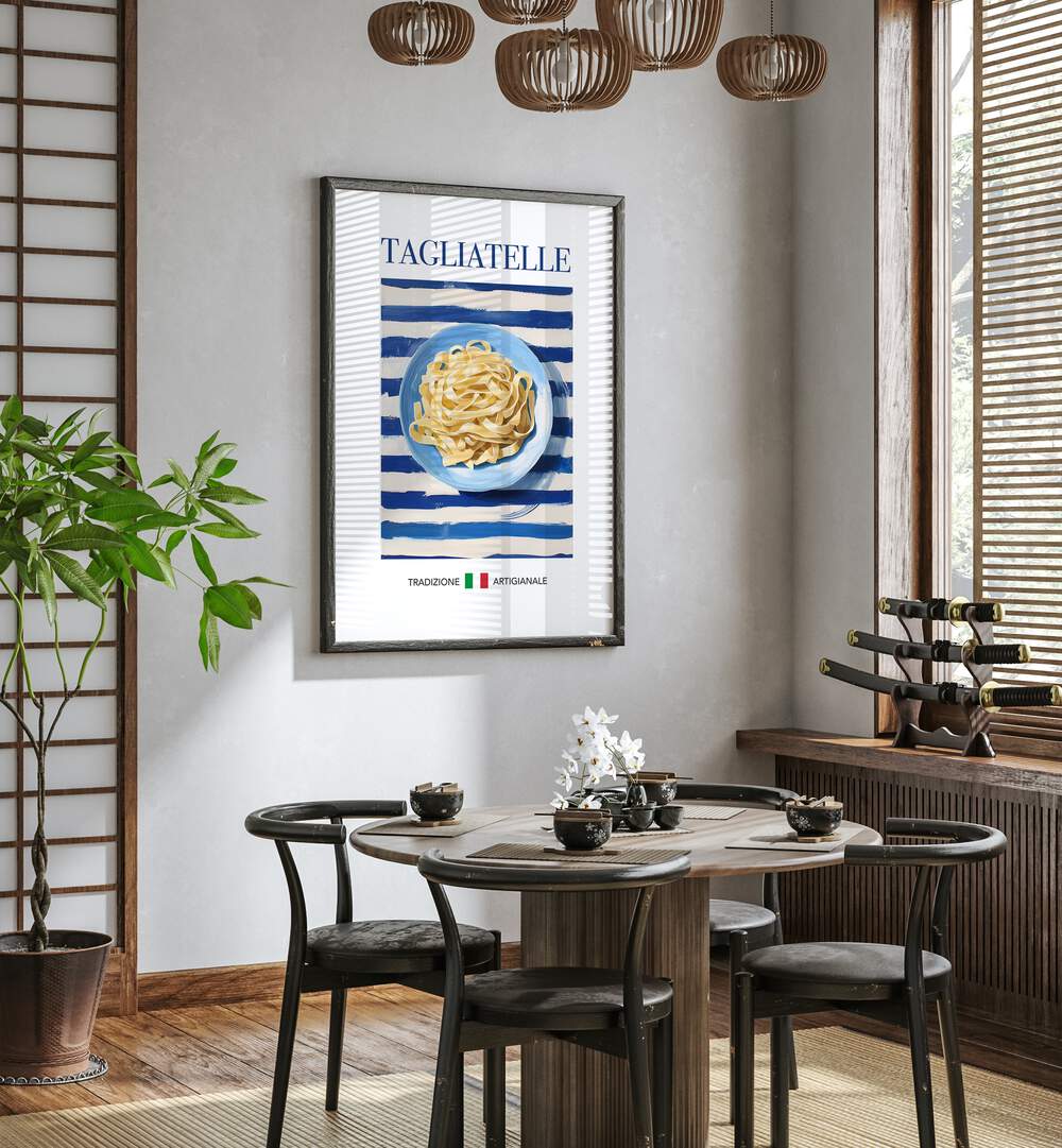 Stylish TAGLIATELLE kitchen poster featuring a delicious plate of pasta, perfect for culinary enthusiasts.