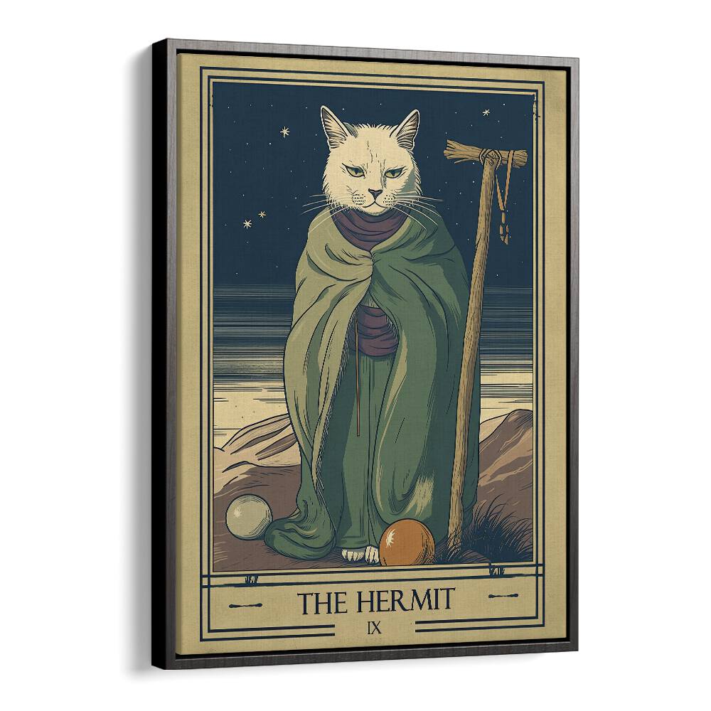 Tarot Card The Hermit Zodiac & Tarot Art Artwork in Black Floater Frame