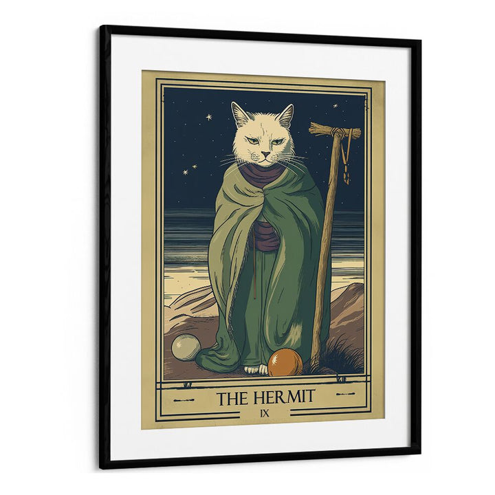 Tarot Card The Hermit Zodiac & Tarot Art Artwork in Black Frame With Mount