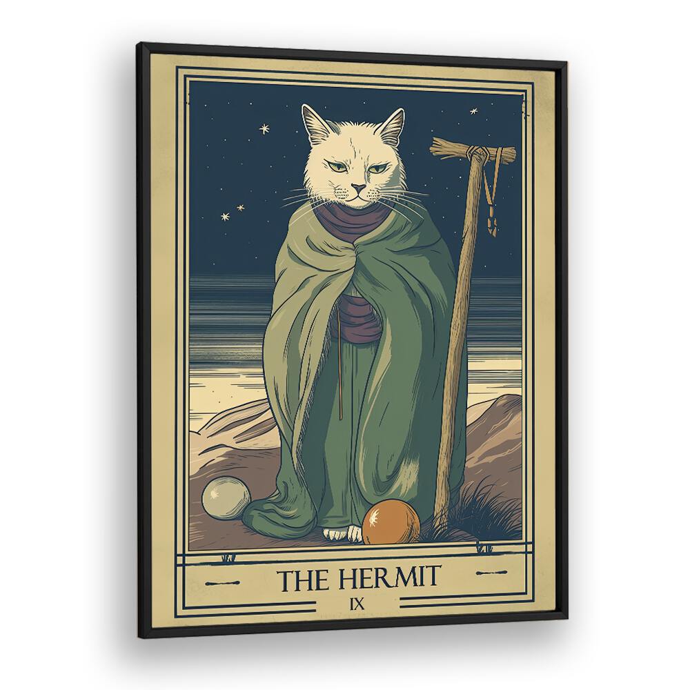 Tarot Card The Hermit Zodiac & Tarot Art Artwork in Black Plain Frame