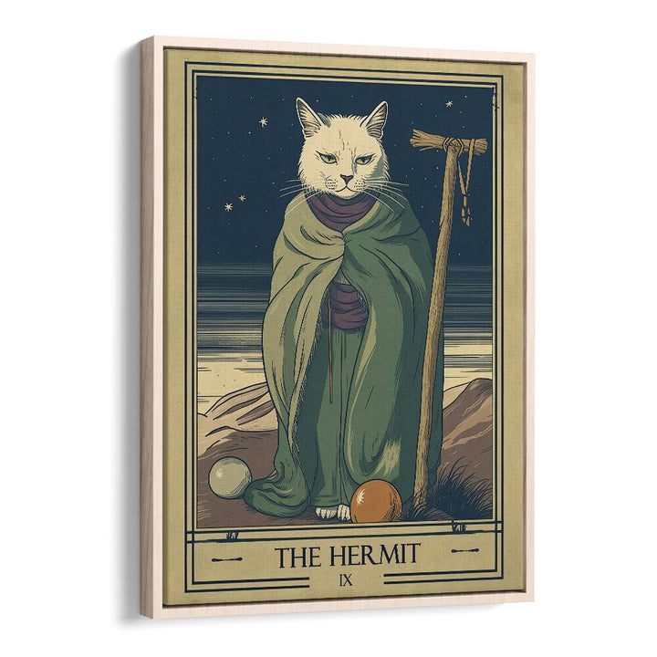 Tarot Card The Hermit Zodiac & Tarot Art Artwork in Oak Wood Floater Frame