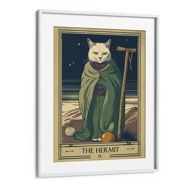 Tarot Card The Hermit Zodiac & Tarot Art Artwork in White Frame With Mount