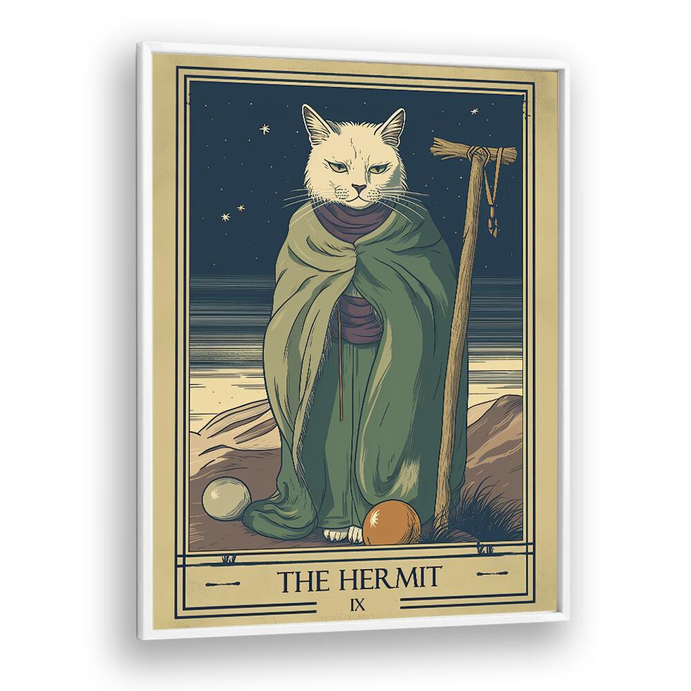 Tarot Card The Hermit Zodiac & Tarot art Artwork in White Plain Frame