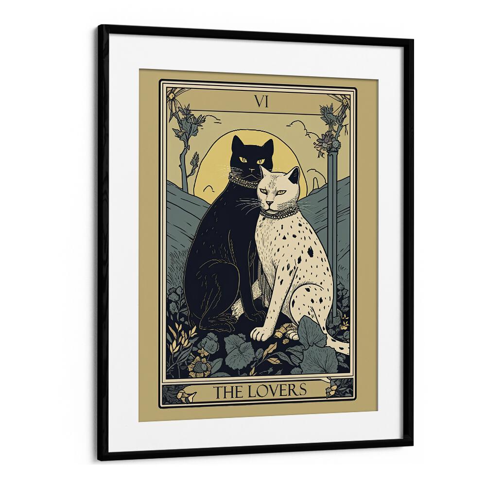 Tarot Card The Lovers Zodiac & Tarot Art Artwork in Black Frame With Mount