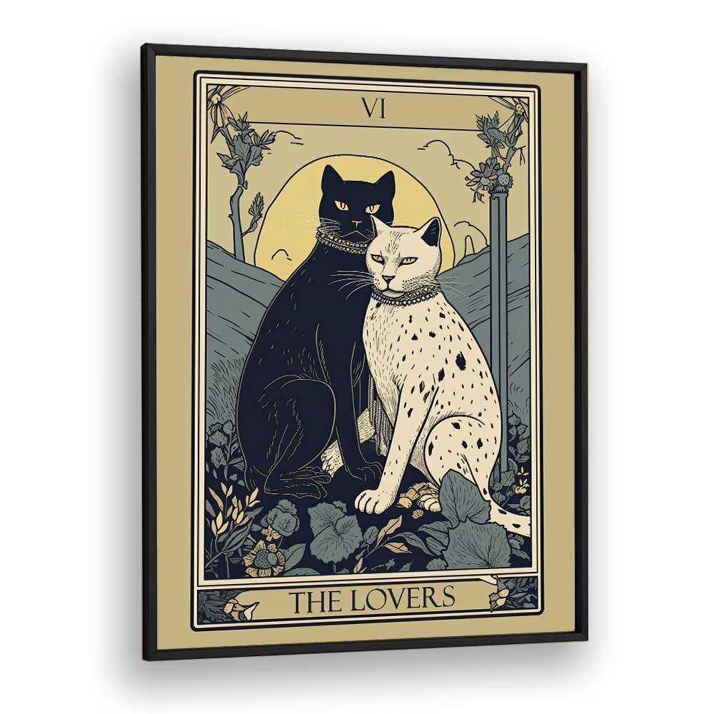 Tarot Card The Lovers Zodiac & Tarot Art Artwork in Black Plain Frame