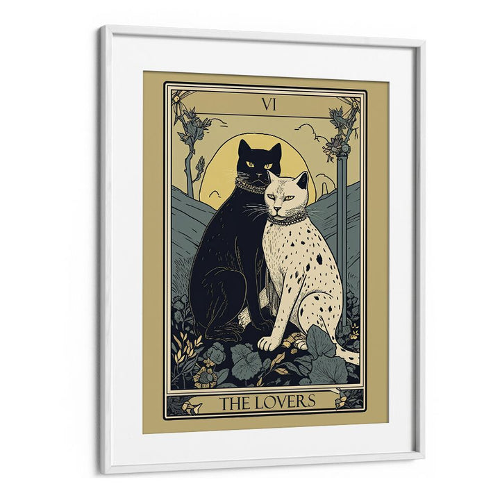 Tarot Card The Lovers Zodiac & Tarot Art Artwork in White Frame With Mount