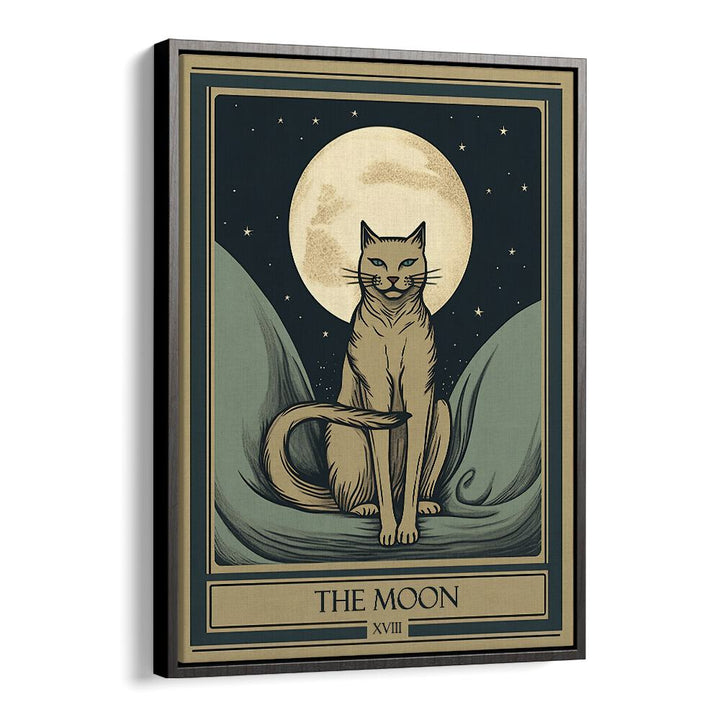 Tarot Card The Moon Zodiac & Tarot Art Artwork in Black Floater Frame