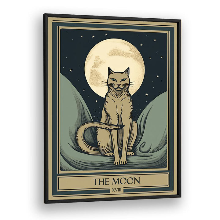 Tarot Card The Moon Zodiac & Tarot Art Artwork in Black Plain Frame