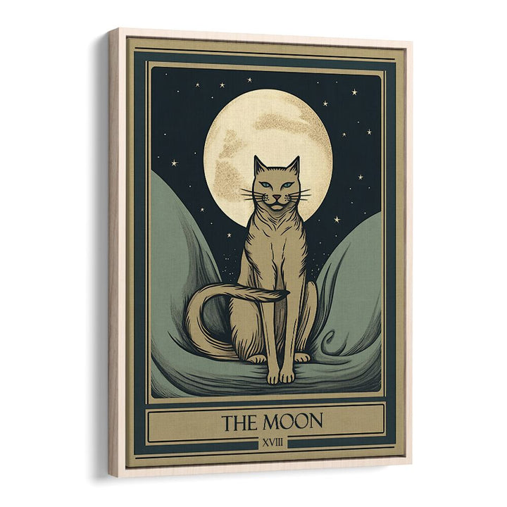 Tarot Card The Moon Zodiac & Tarot Art Artwork in Oak Wood Floater Frame