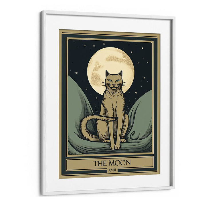 Tarot Card The Moon Zodiac & Tarot Art Artwork in White Frame With Mount