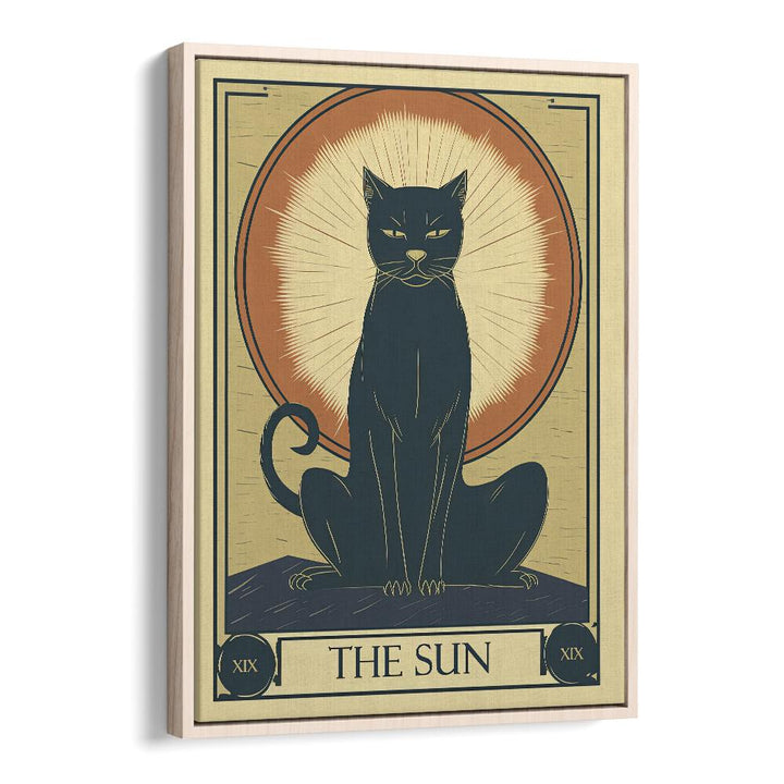 Tarot Card The Sun Zodiac & Tarot Art Artwork in Oak Wood Floater Frame