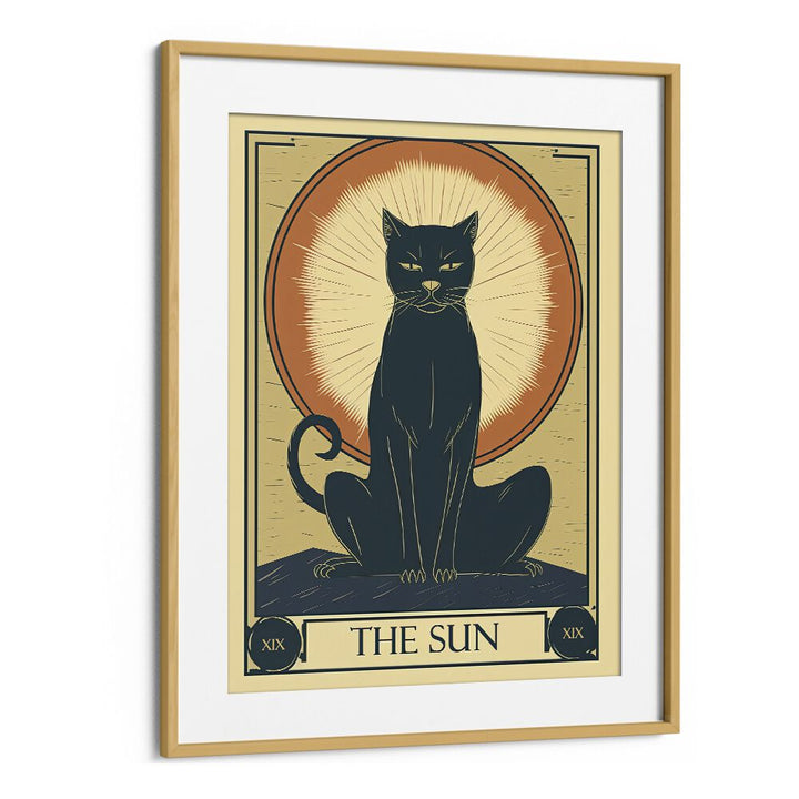 Tarot Card The Sun Zodiac & Tarot Art Artwork in Oak Wood Frame With Mount