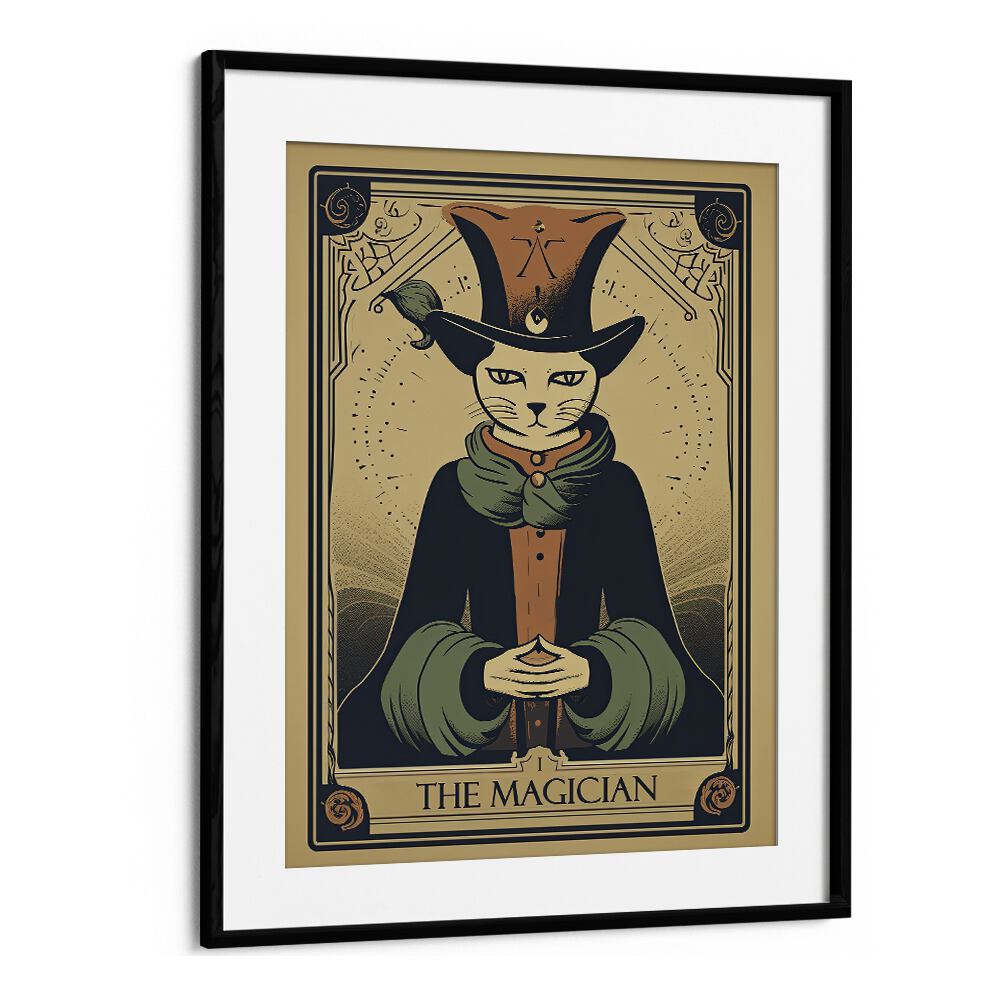 Tarot Cart The Magician Zodiac & Tarot Art Artwork in Black Frame With Mount