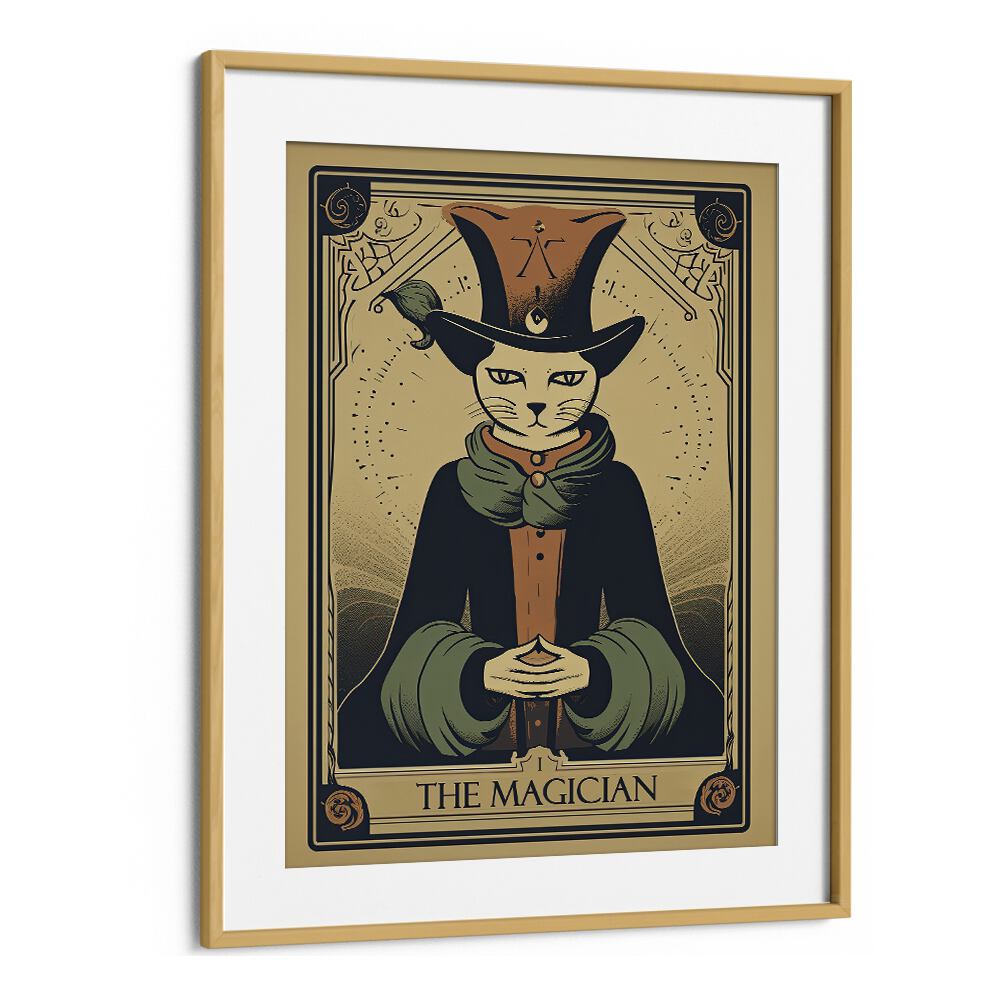 Tarot Cart The Magician Zodiac & Tarot Art Artwork in Oak Wood Frame With Mount