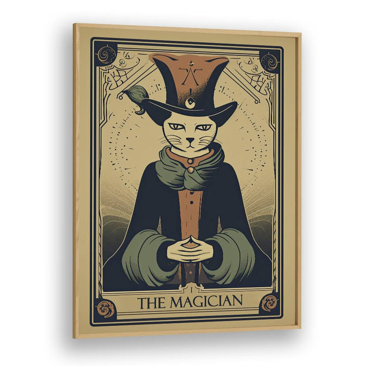 Tarot Cart The Magician Zodiac & Tarot Art Artwork in Oak Wood Plain Frame