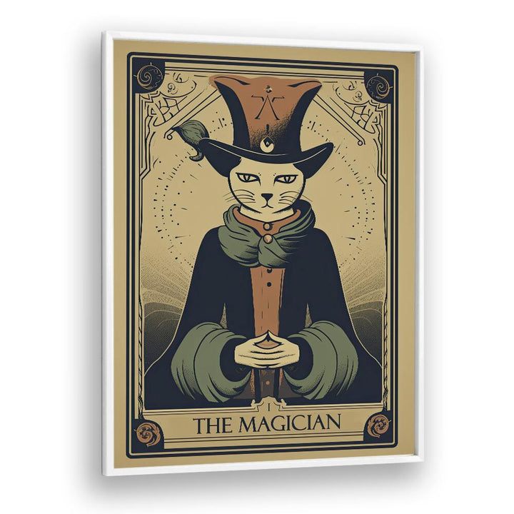 Tarot Cart The Magician Zodiac & Tarot art Artwork in White Plain Frame