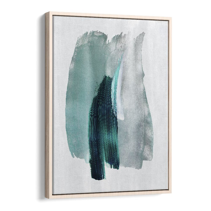 Teal Green Horizon By Mareike Bohmer Abstract Art Artwork in Oak Wood Floater Frame
