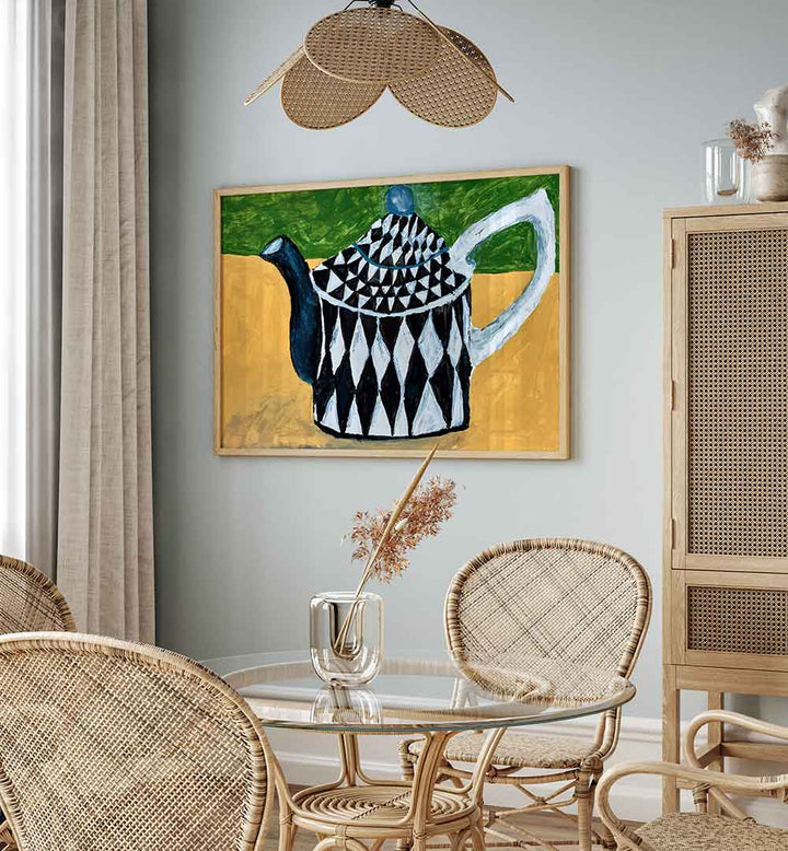 Stylish TEAPOT, KITCHEN POSTERS enhancing a cozy kitchen ambiance with artistic flair and functionality.