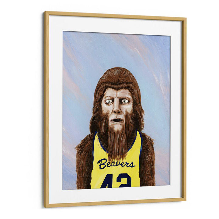 Teen Wolf Pop Art Artwork in Oak Wood Frame With Mount