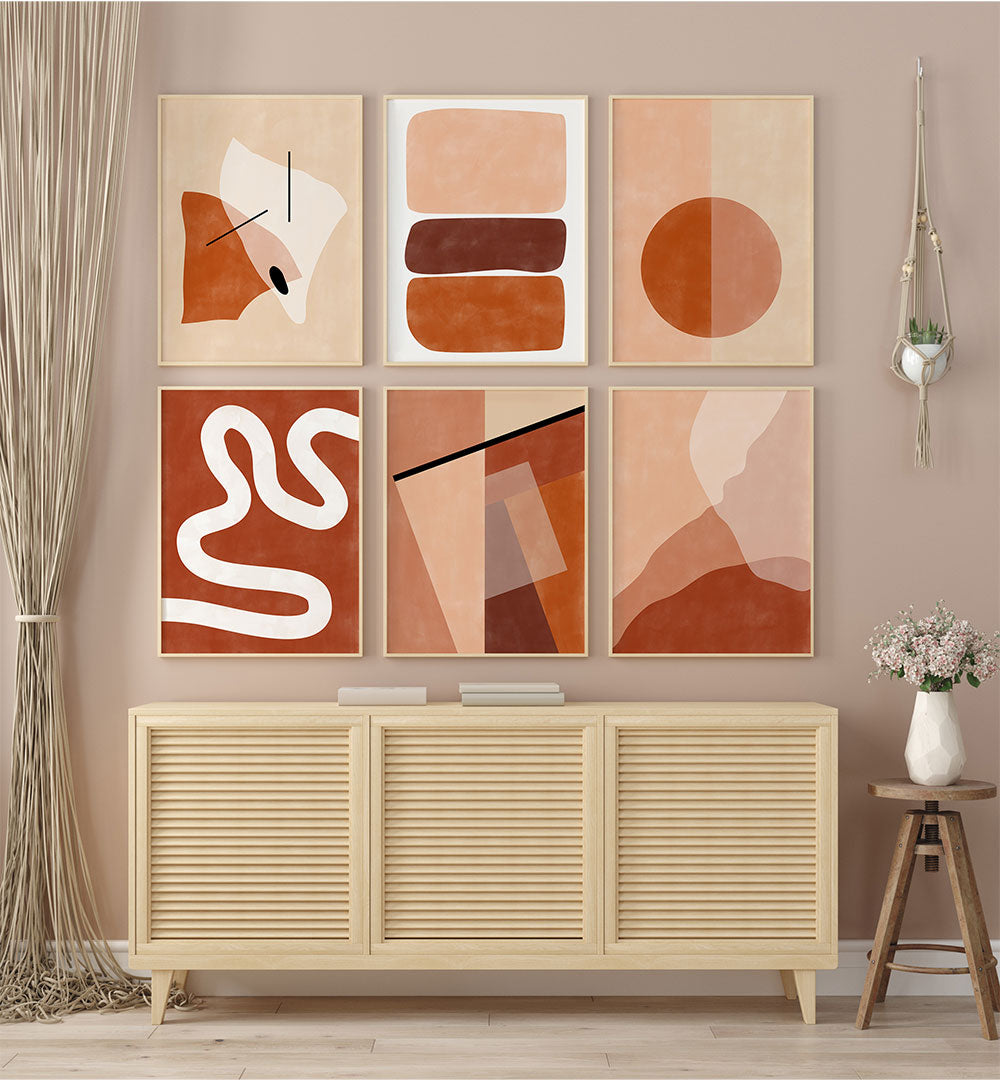 TERRACOTTA HARMONY SET, SET OF 6 PAINTINGS