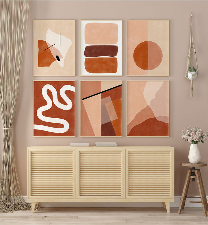 TERRACOTTA HARMONY SET, SET OF 6 PAINTINGS