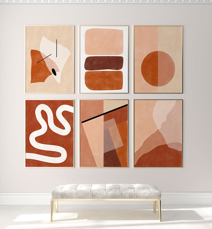 TERRACOTTA HARMONY SET, SET OF 6 PAINTINGS