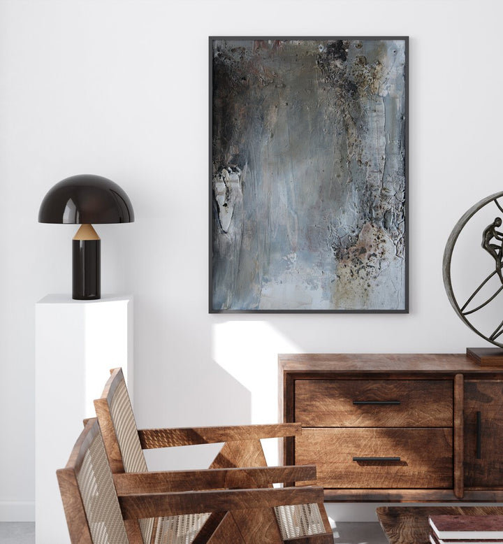 TERRACOTTA III, ABSTRACT PAINTINGS on display, enhancing modern home decor with style and durability.