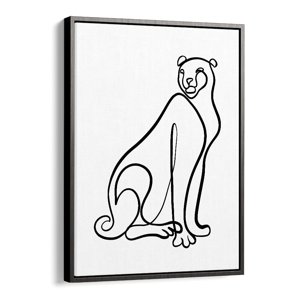 The Cheetah Line Art Artwork in Black Floater Frame