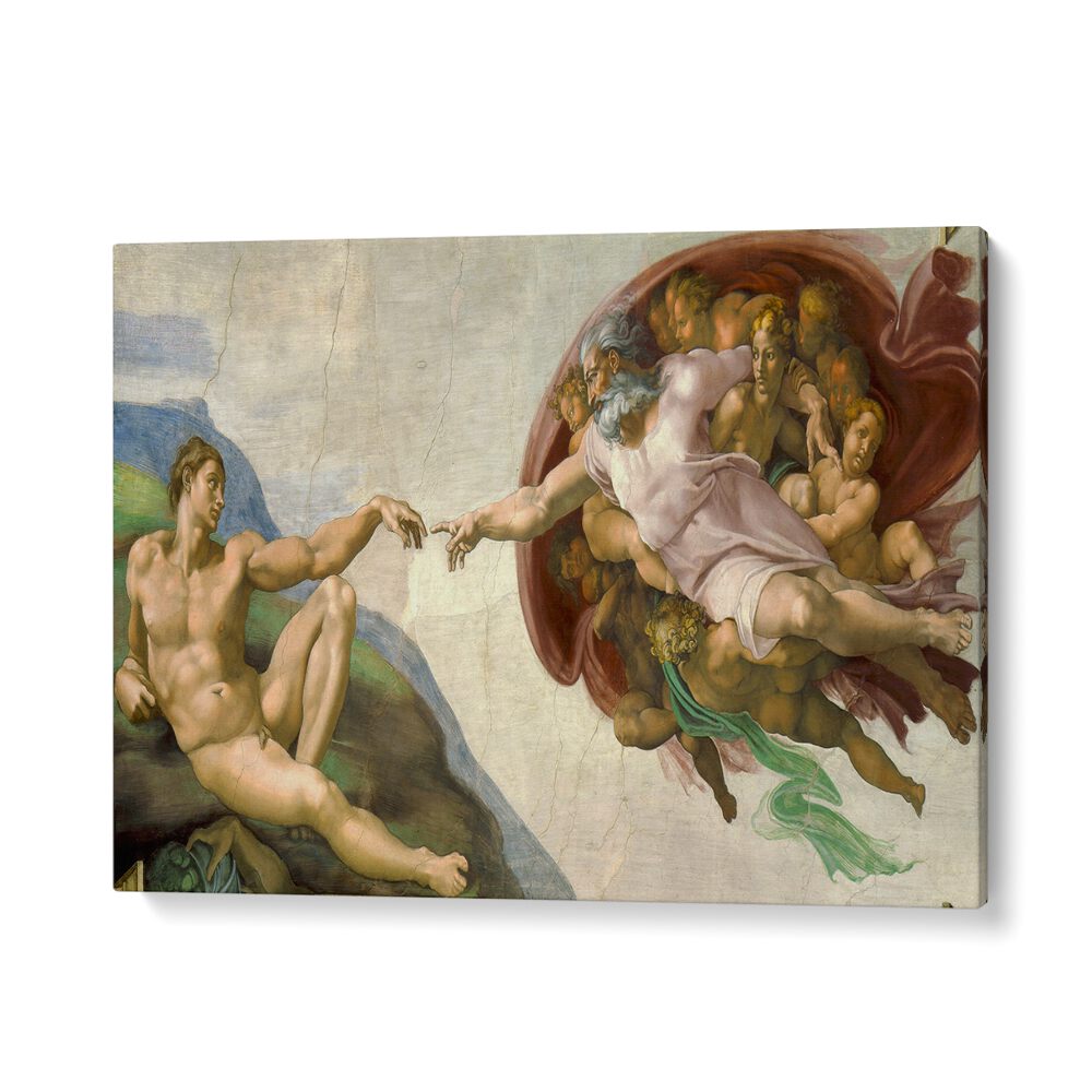 The Creation Of Adam (Circa 1511) Michelangelo Buonarroti art painting Artwork in Gallery Wrap