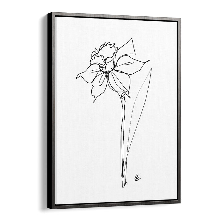 The Daffodil Line Art Artwork in Black Floater Frame