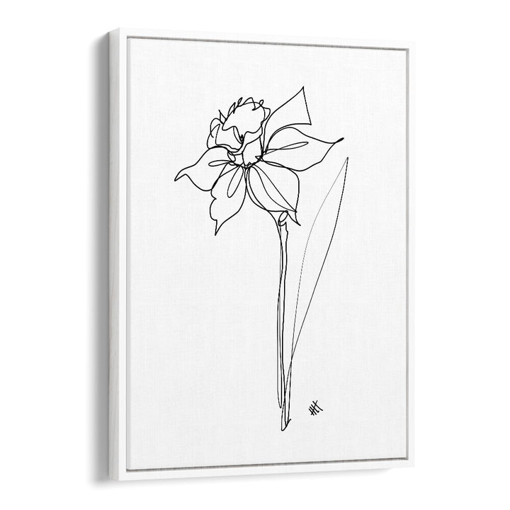 The Daffodil Line Art Artwork in White Floater Frame