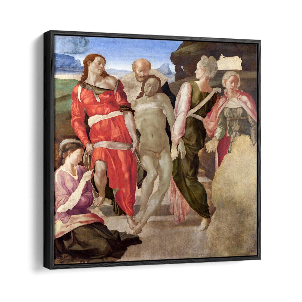 The Entombment (1500) Michelangelo Buonarroti art painting Artwork in Black Floater Frame